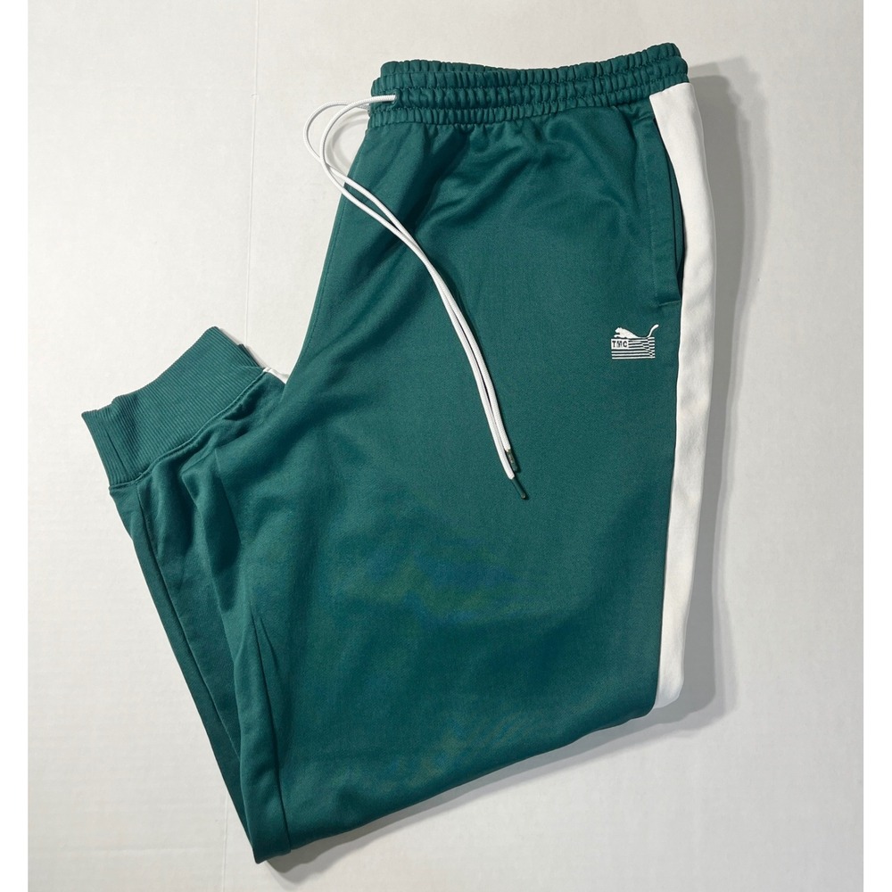 Puma Track Pants Mens XL Green White TMC The Marathon Clothing Joggers 533682-03